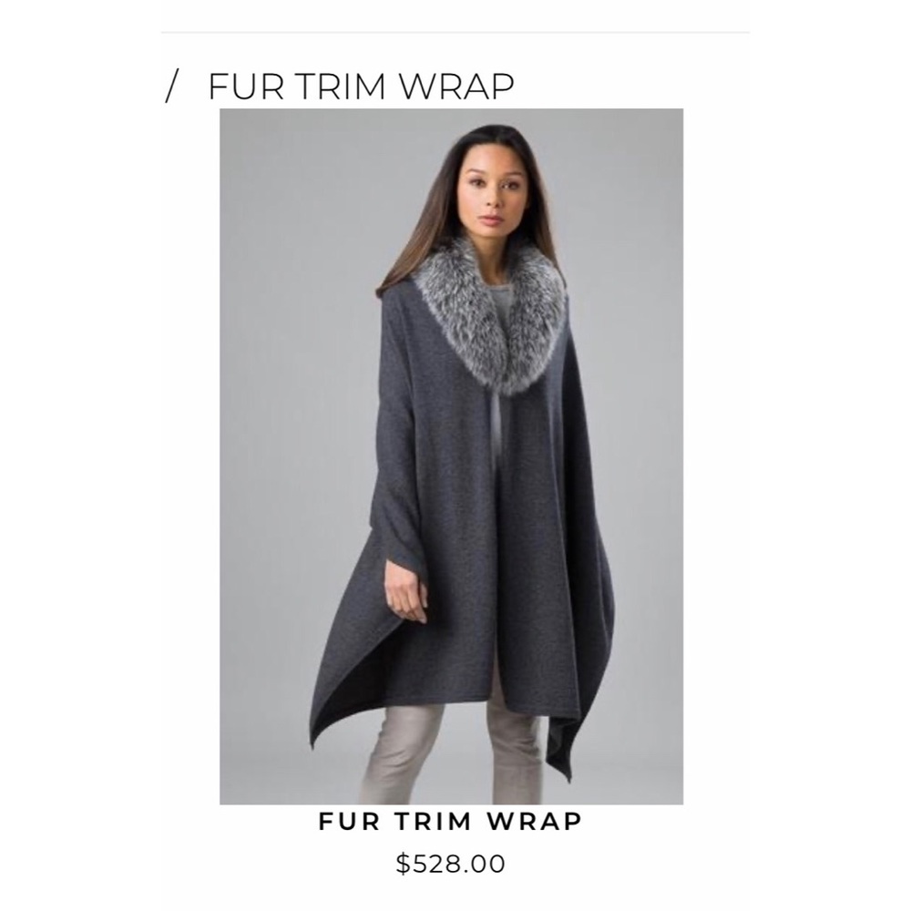 Fur trim poncho new w/ tags